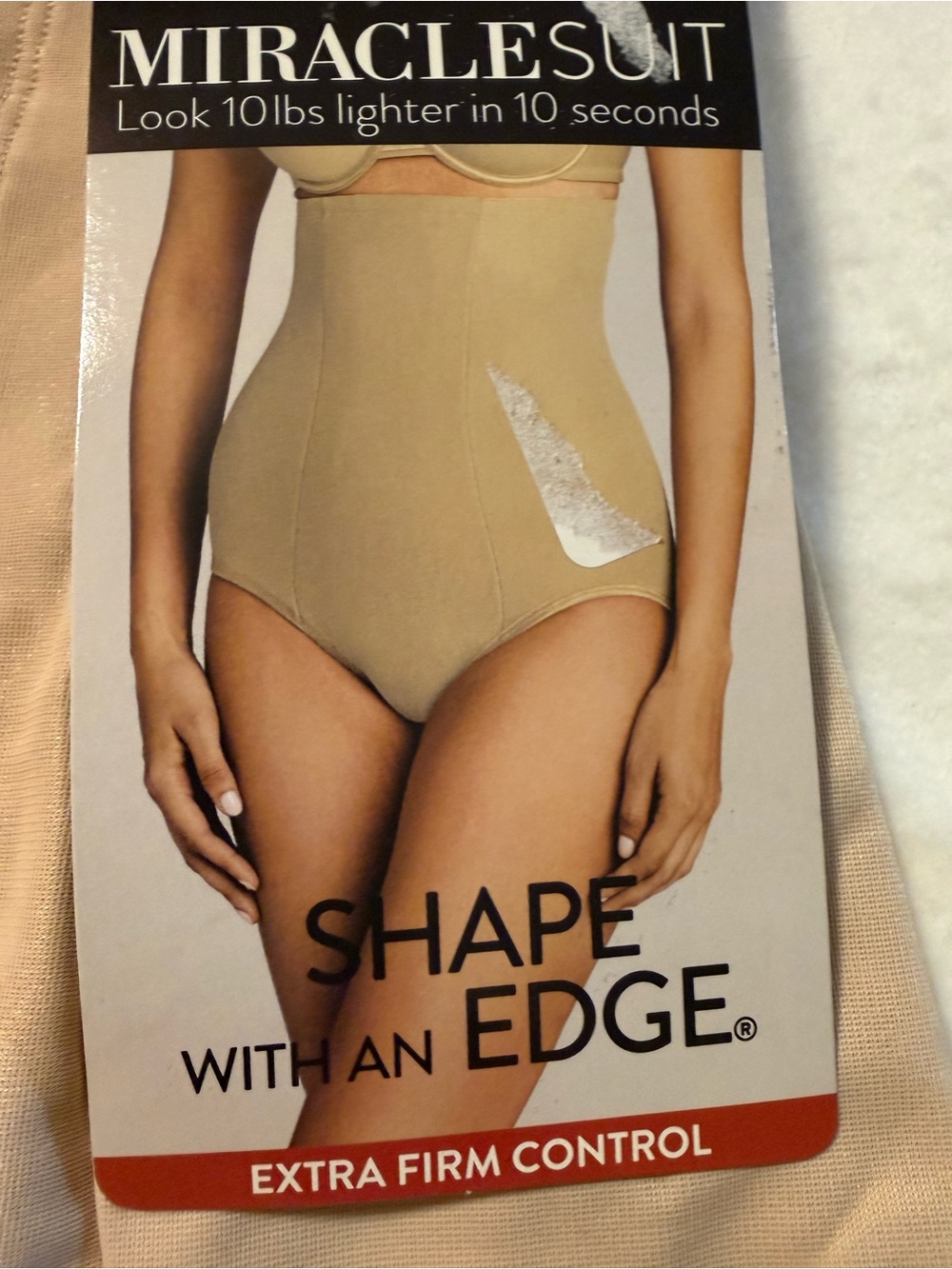 New Women's Shape with and Edge® Extra Firm High-Waist Brief. Beige. Size Small